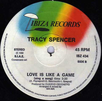 Tracy Spencer – Love Is Like A Game (12", Italy - 1986)