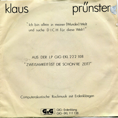 Klaus Prünster – Wunderwelt / Teleflipper-Glücksspielritter (7", Austria - 1982)