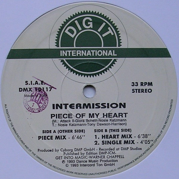 Intermission – Piece Of My Heart (12", Italy - 1993)