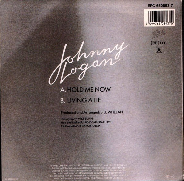 Johnny Logan – Hold Me Now (7", Europe - 1987)