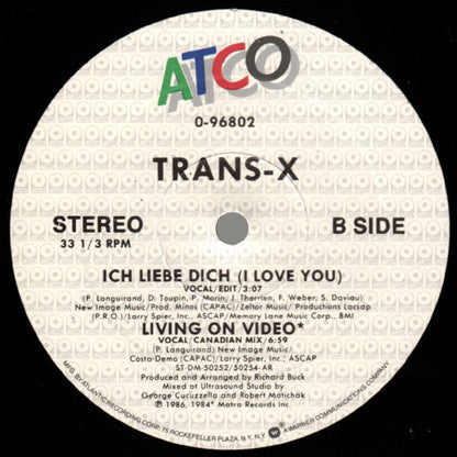 Trans-X – Ich Liebe Dich (I Love You) / Living On Video (Canadian Mix) (12", US - 1986)