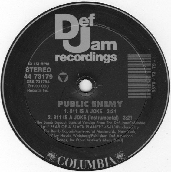 Public Enemy – 911 Is A Joke (12", US - 1990)