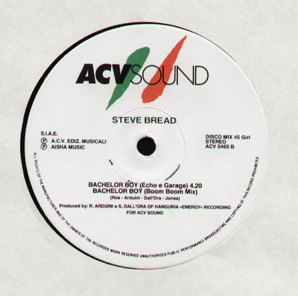 Steve Bread – Bachelor Boy (12", Italy - 1989)