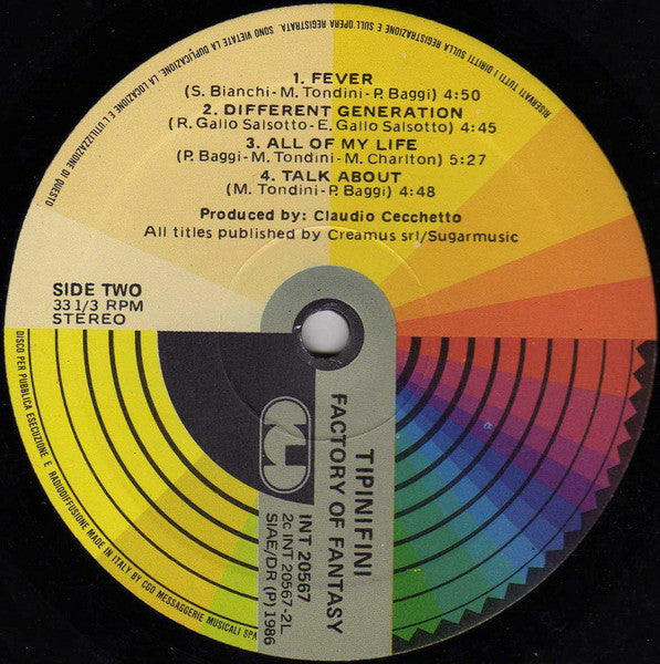 Tipinifini – Factory Of Fantasy (LP, Album, Italy - 1986)