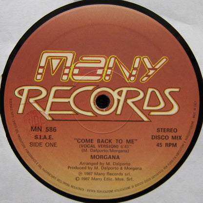 Morgana – Come Back To Me (12", Italy - 1987)