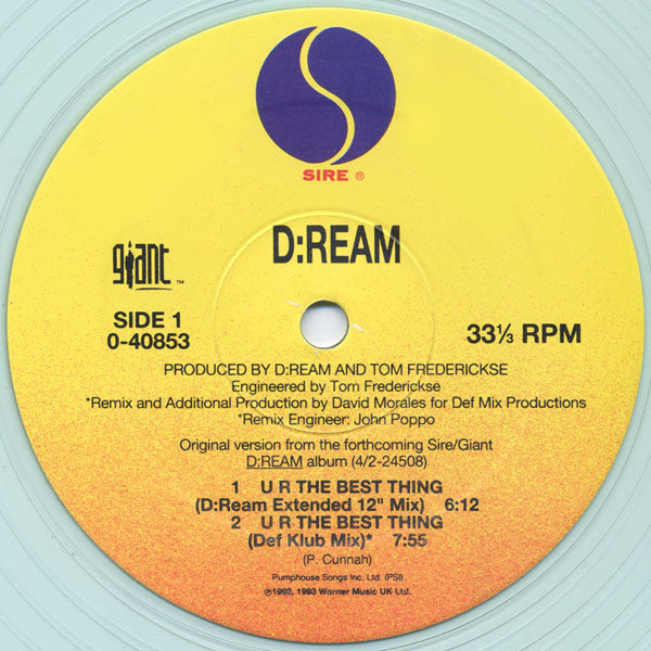 D:Ream – U R The Best Thing (12", US - 1993)