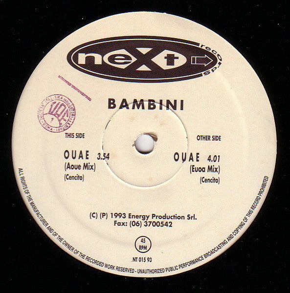 Bambini – O U A E (12", Italy - 1993)