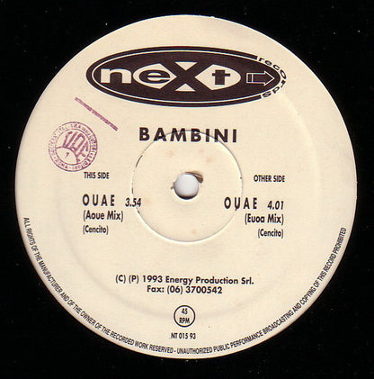 Bambini – O U A E (12", Italy - 1993)