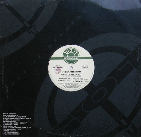 Intermission – Piece Of My Heart (12", Italy - 1993)