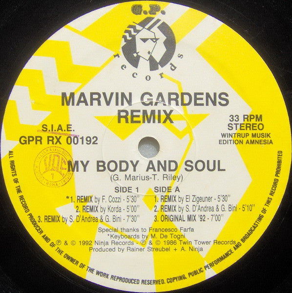 Marvin Gardens – My Body And Soul (Remix) (12", Italy - 1992)