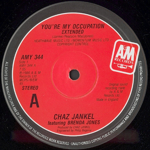 Chas Jankel, Brenda Jones – You're My Occupation (12", UK - 1986)