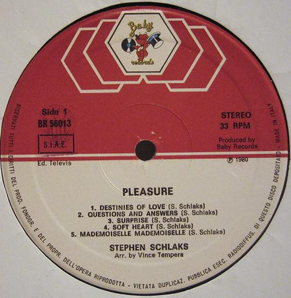 Stephen Schlaks – Pleasure (LP, Album, Italy - 1980)