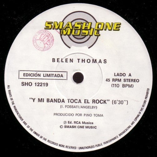 Belen Thomas – Y Mi Banda Toca El Rock (12", Limited Edition, Italy - 1988)