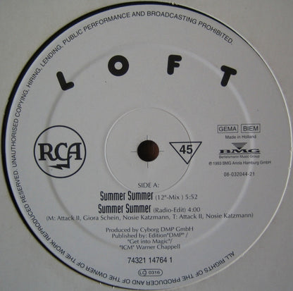 Loft – Summer Summer (12", Germany - 1993)