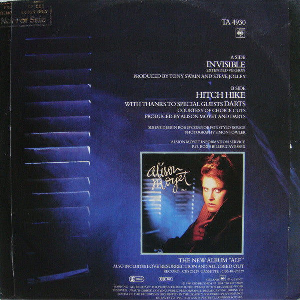 Alison Moyet – Invisible (Extended Version) (12", UK - 1984)