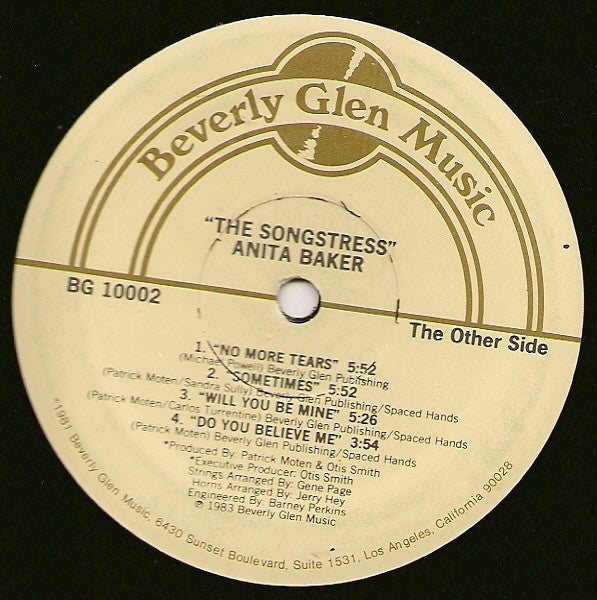 Anita Baker – The Songstress (LP, Album, US - 1983)
