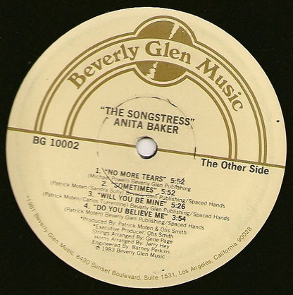 Anita Baker – The Songstress (LP, Album, US - 1983)