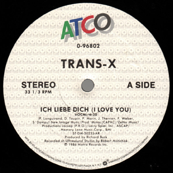 Trans-X – Ich Liebe Dich (I Love You) / Living On Video (Canadian Mix) (12", US - 1986)