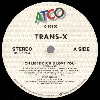 Trans-X – Ich Liebe Dich (I Love You) / Living On Video (Canadian Mix) (12", US - 1986)
