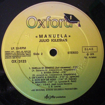 Julio Iglesias – Manuela (LP, Album, Reissue, Italy - 1978)