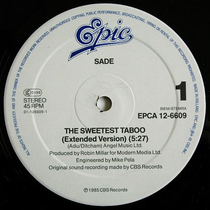 Sade – The Sweetest Taboo (Extended Version) (12", Europe - 1985)
