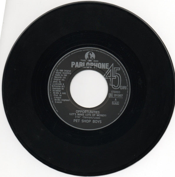 Pet Shop Boys – Opportunities (Let's Make Lots Of Money) (7", Italy - 1986)