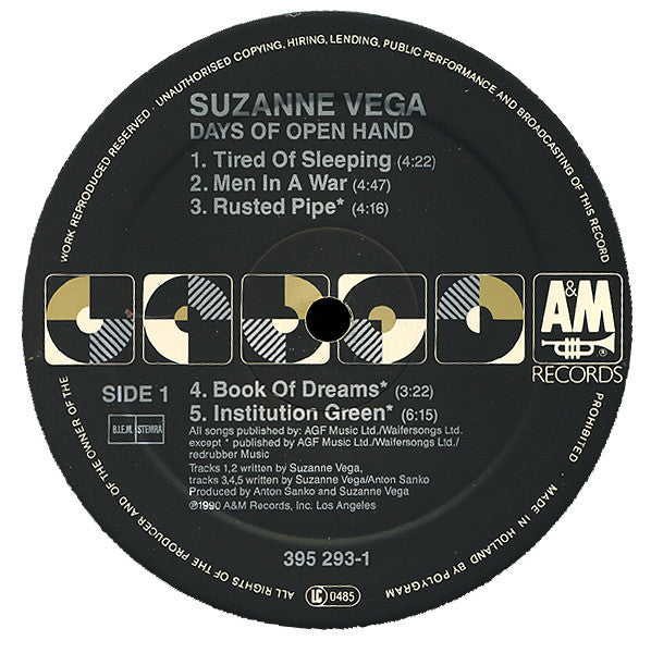 Suzanne Vega – Days Of Open Hand (LP, Album, Europe - 1990)