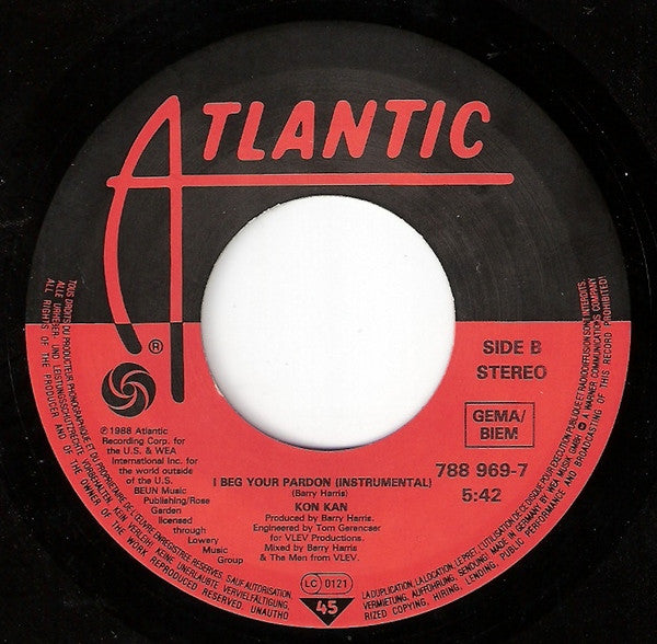 Kon Kan – I Beg Your Pardon (7", Europe - 1988)