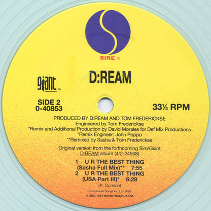 D:Ream – U R The Best Thing (12", US - 1993)