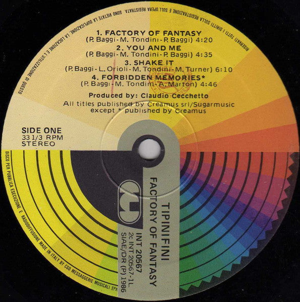 Tipinifini – Factory Of Fantasy (LP, Album, Italy - 1986)