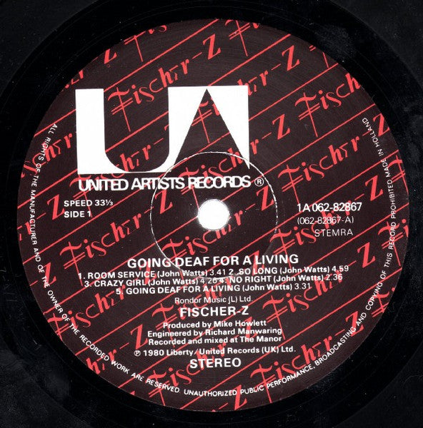 Fischer-Z – Going Deaf For A Living (LP, Album, Netherlands - 1980)