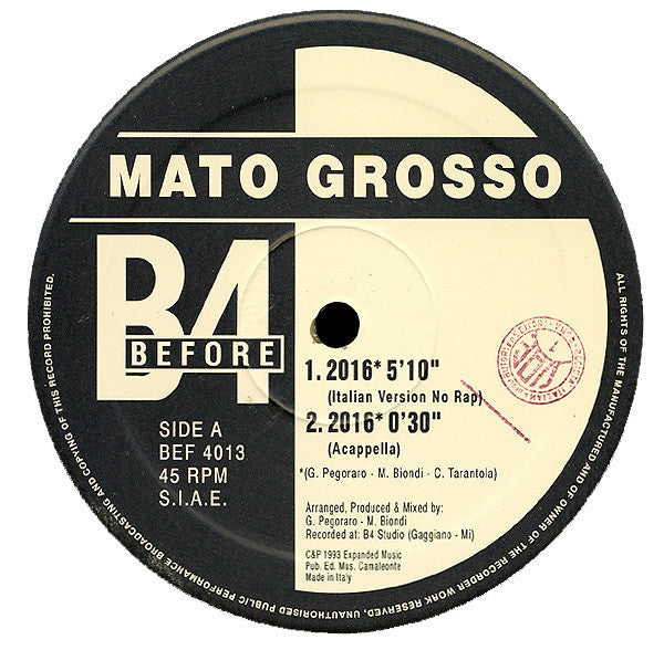 Mato Grosso – 2016 (12", Italy - 1993)