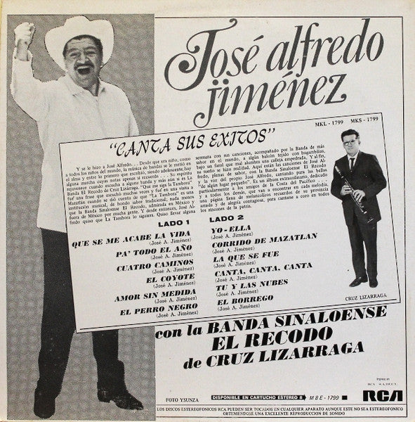 José Alfredo Jiménez, Banda El Recodo De Crúz Lizárraga – Canta Sus Exitos (LP, Compilation, Mexico - 1969)