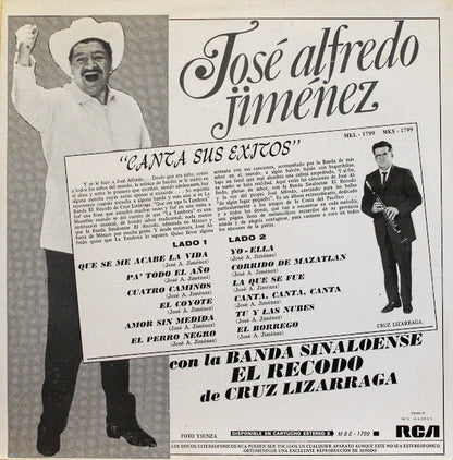 José Alfredo Jiménez, Banda El Recodo De Crúz Lizárraga – Canta Sus Exitos (LP, Compilation, Mexico - 1969)