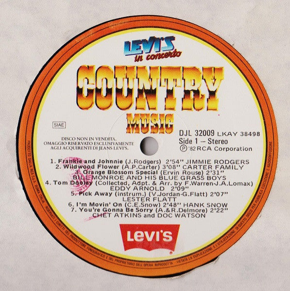 Various – Levi's In Concerto (Country Music) (LP, Compilation, Italy - 1982)