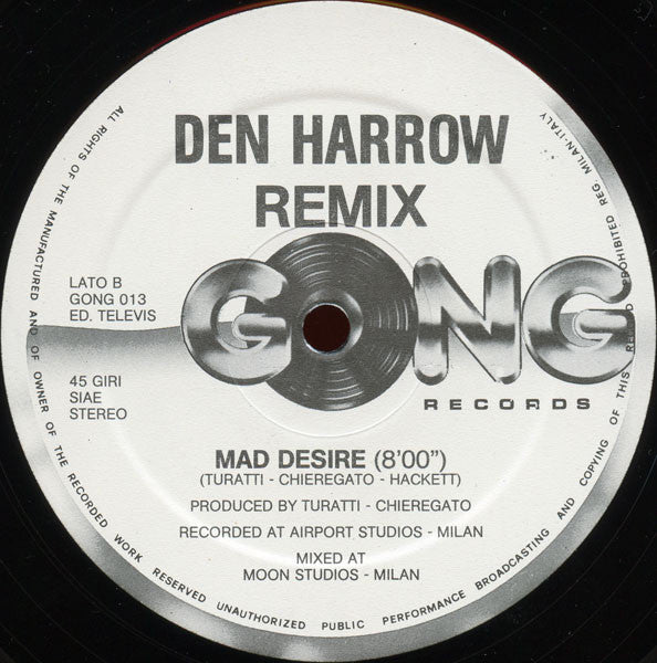 Den Harrow – Mad Desire (Special Remix) (12", Italy - 1985)