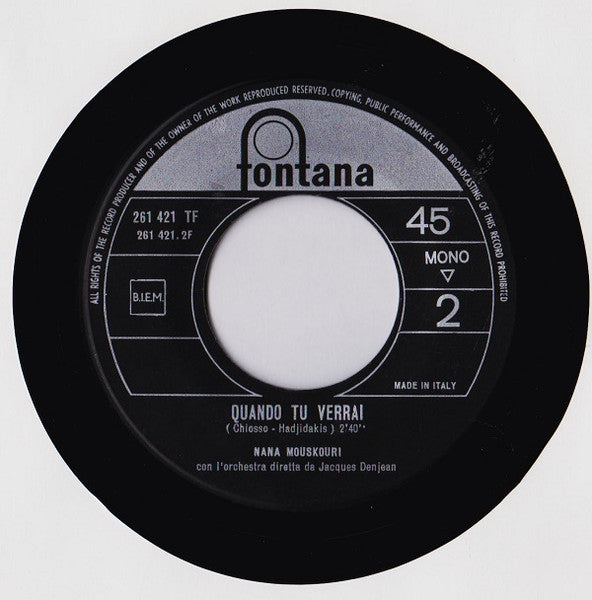 Nana Mouskouri – Quando Tu Verrai / Rosso Corallo (7", Italy - 1965)