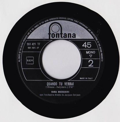 Nana Mouskouri – Quando Tu Verrai / Rosso Corallo (7", Italy - 1965)