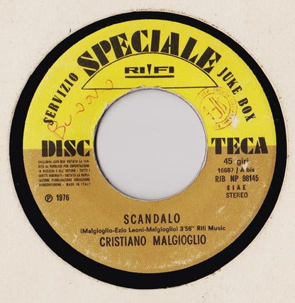 Cristiano Malgioglio, I Jerico – Scandalo / Tu Bambina, Io Bambino (7", Italy - 1976)