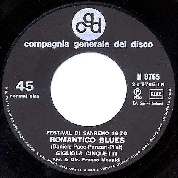 Gigliola Cinquetti – Romantico Blues (7", Italy - 1970)
