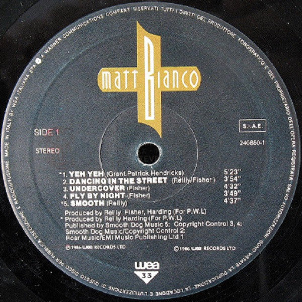 Matt Bianco – Matt Bianco (LP, Album, Italy - 1986)