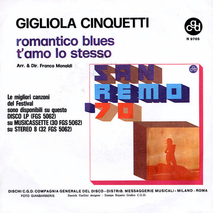 Gigliola Cinquetti – Romantico Blues (7", Italy - 1970)