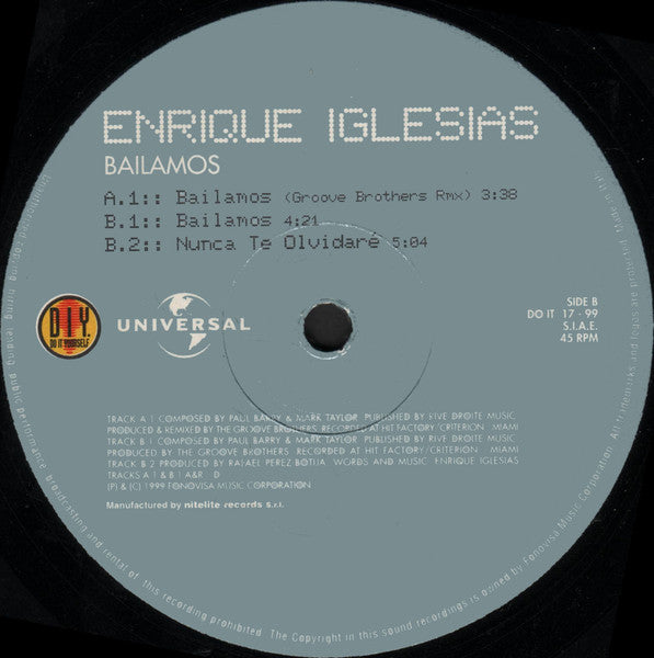 Enrique Iglesias – Bailamos (12", Italy - 1999)