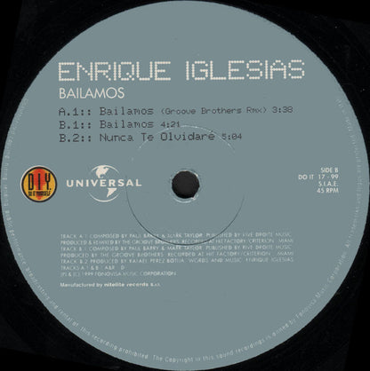 Enrique Iglesias – Bailamos (12", Italy - 1999)