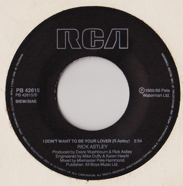Rick Astley – Hold Me In Your Arms (7", Italy - 1989)