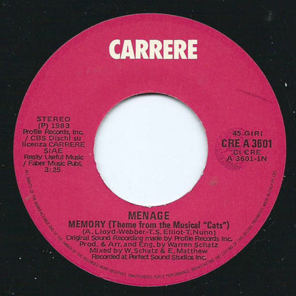 Menage (2) – Memory (7", Italy - 1983)