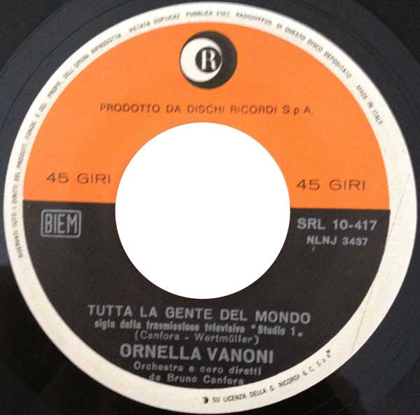 Ornella Vanoni – Tutta La Gente Del Mondo (7", Italy - 1966)
