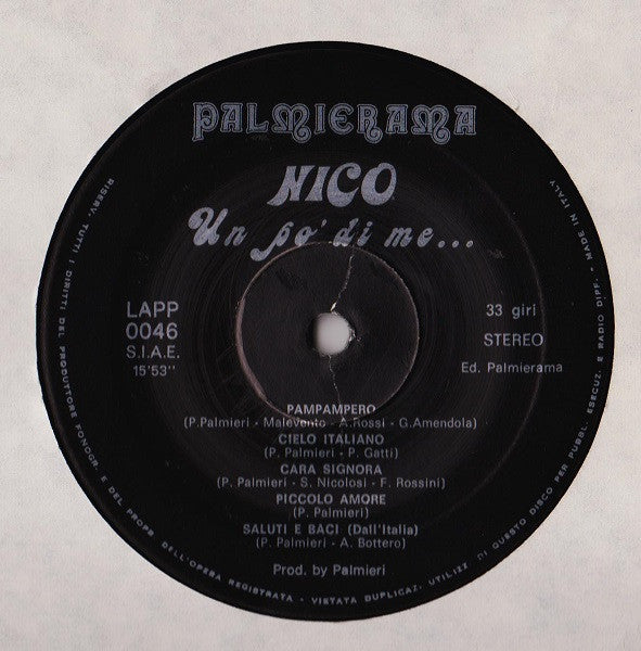 Nico Dei Gabbiani – Un Po' Di Me... (LP, Italy - 1982)