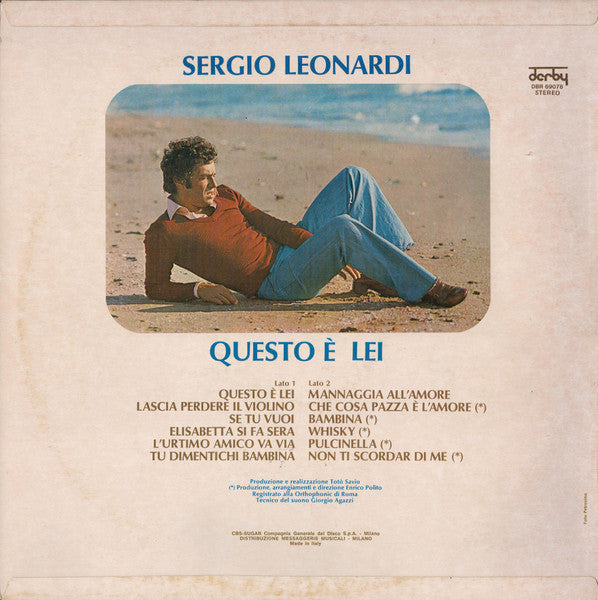 Sergio Leonardi – Questo È Lei (LP, Album, Italy - 1974)