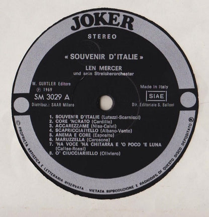 Len Mercer And His Orchestra – Souvenir D'Italie (LP, Reissue, Compilation, Italy)